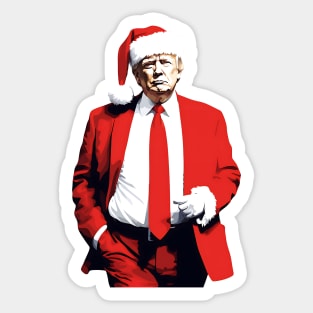 Trump in red suite as Santa Sticker